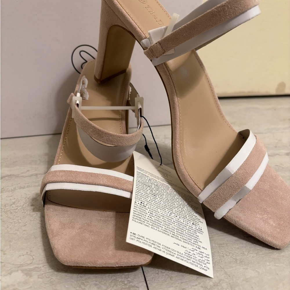 New With Tags and Box- The Drop Powder Pink Strappy Heels, Ladies 11